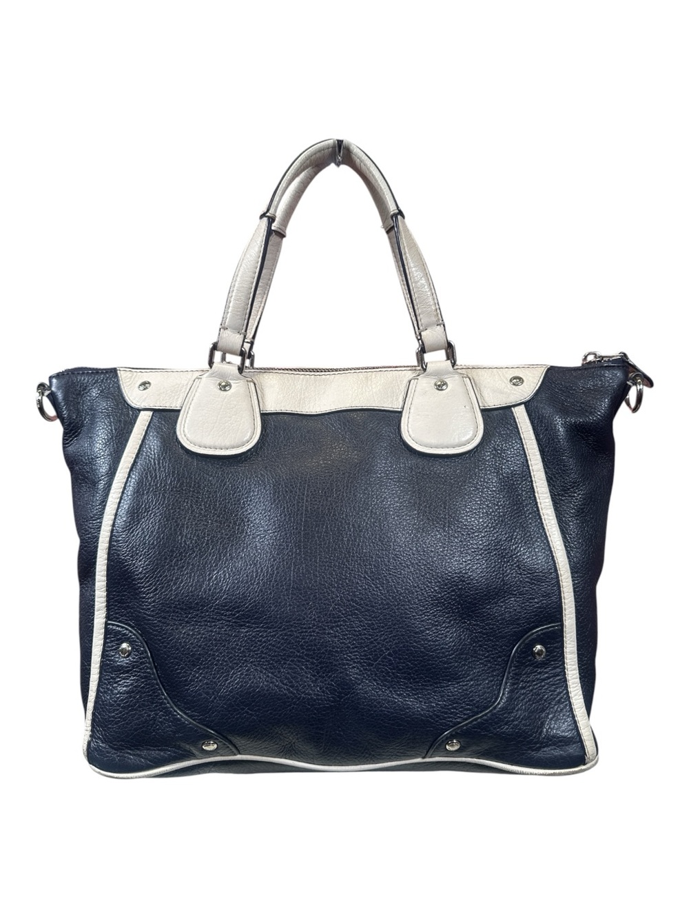 Coach Mickie Spectator Satchel Chalk and Navy Blue - Picture 3 of 17